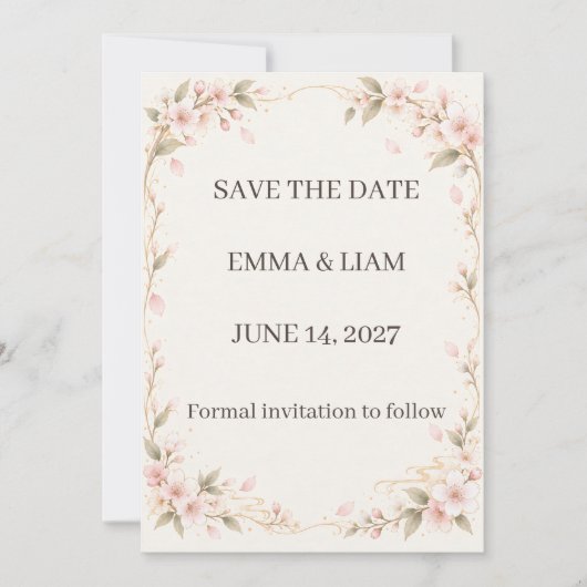 Blush Cherry Blossom Save the Date (Devant)