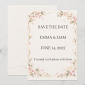 Blush Cherry Blossom Save the Date (Devant / Derrière)