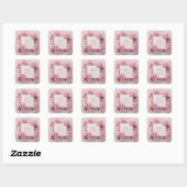 Blush Cherry Blossom Wedding Vierkante Sticker (Vel)