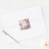 Blush Cherry Blossom Wedding Vierkante Sticker (Envelop)