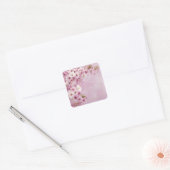 Blush Cherry Blossom Wedding Vierkante Sticker (Envelop)