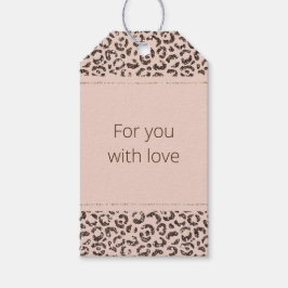 Blush Chocolade Bruine Cream Leopard Glitter Cadeaulabel