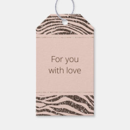 Blush Chocolate Brown Cream Zebra Glitter Cadeaulabel