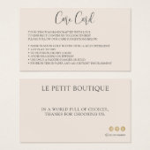 Blush Clothing Care Kaart Editable Instructions (Voorkant /achterkant)