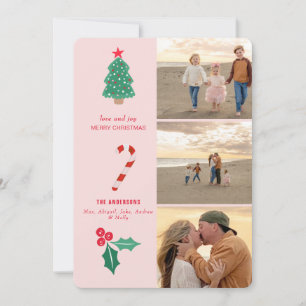 Blush Collage Foto Plat Kerstkaart