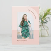 Blush ColorBlock Arched Afstuderen Aankondiging (Staand voorkant)