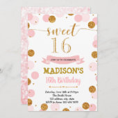 Blush confetti 16e anniversaire invitation (Devant / Derrière)