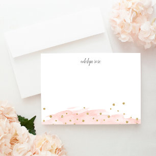 Blush Confetti Pop Personalized Stationery Flat Notitiekaartje
