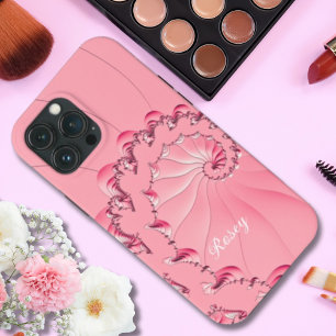 Blush Cool Roze Tinten Fractal Art Spiraal Naam iPhone 13 Pro Max Hoesje