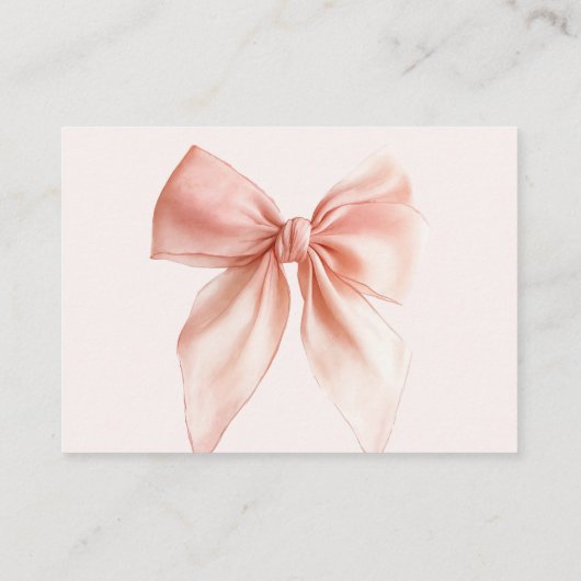 Blush Coquette Bow Luier Raffle Baby shower Informatiekaartje (Achterkant)