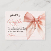 Blush Coquette Bow Luier Raffle Baby shower Informatiekaartje (Voorkant)