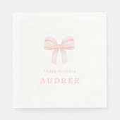Blush Coquette Bow Verjaardagsfeest Servet (Voorkant)