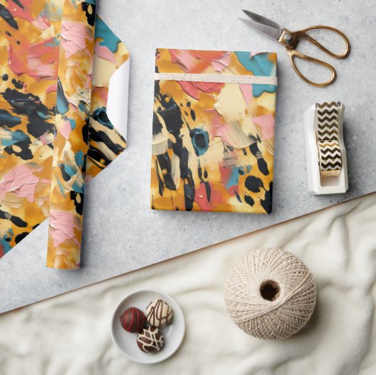 Blush Coral Aqua Gold Abstract Cadeaupapier (Crafts)