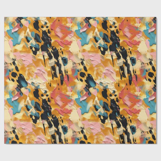 Blush Coral Aqua Gold Abstract Cadeaupapier (Vlak)