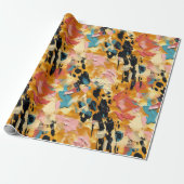 Blush Coral Aqua Gold Abstract Cadeaupapier (Uitgerold)