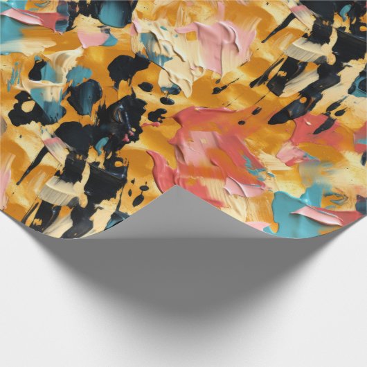 Blush Coral Aqua Gold Abstract Cadeaupapier (Hoek)