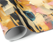 Blush Coral Aqua Gold Abstract Cadeaupapier (Rol Hoek)