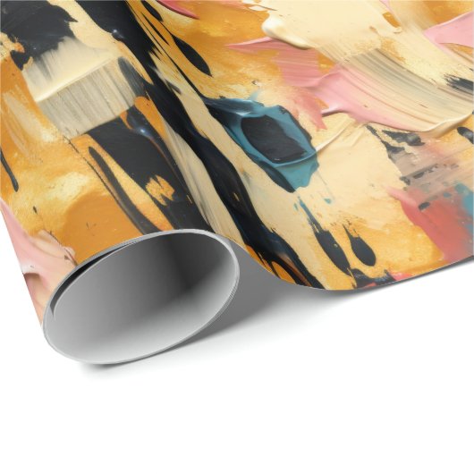 Blush Coral Aqua Gold Abstract Cadeaupapier (Rol Hoek)