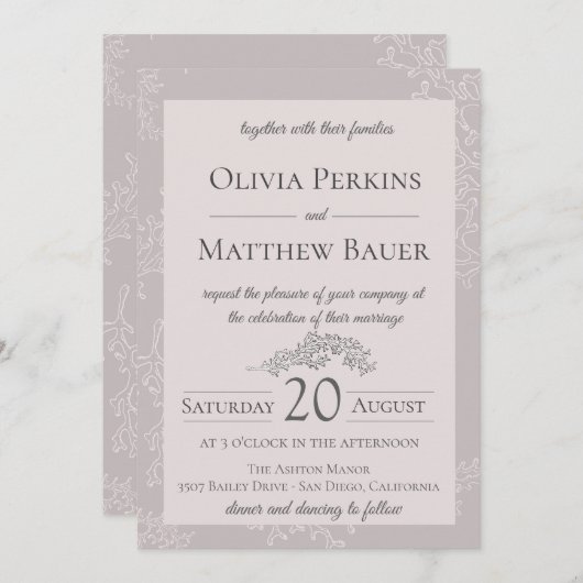 Blush Coral Beach Wedding Invitation (Devant / Derrière)
