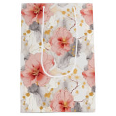Blush Coral Grey Bloemen bruiloft Medium Cadeauzakje (Achterkant)