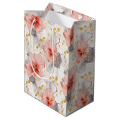 Blush Coral Grey Bloemen bruiloft Medium Cadeauzakje (Achterkant Gekanteld)