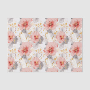 Blush Coral Grey Bloemen bruiloft Tissuepapier