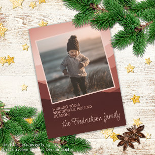 Blush Coral Pink Abstracte Seizoenen Groeten Feestdagenkaart