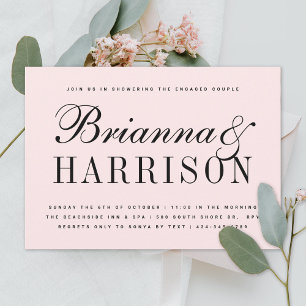 Blush Couples Names Wedding Shower Kaart