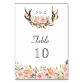 Blush Cream Bloemgewei Handschrift bruiloft Kaart (Voorkant)