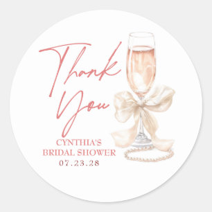 Blush Cream Boog Prosecco Bruiloft Dank Je Ronde Sticker