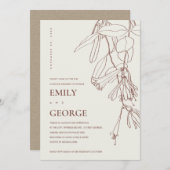 BLUSH CREAM LINE DRAWING FLORA COUPLE SHOWER KAART (Voorkant / Achterkant)