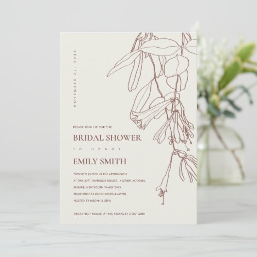 BLUSH CREAM LINE DRAWING FLORA VRIJGEZELLENFEEST K BEDANKKAART (Staand voorkant)