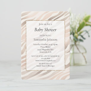 Blush Cream Zebra Animal Print Baby shower Kaart