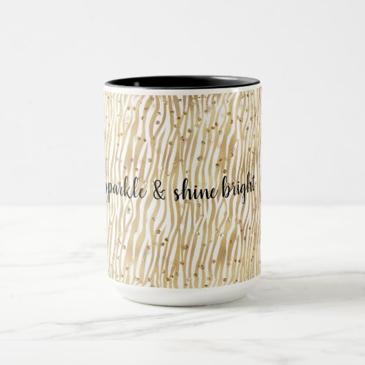 Blush Cream Zebra Glam Gold Confetti Sparkle Mok (Midden)