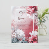 Blush & Crimson Bloemen Waterverf bruiloft Kaart (Staand voorkant)