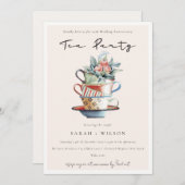 Blush Cups elk jaar Jubileum Tea Party nodigt uit Bedankkaart (Voorkant / Achterkant)