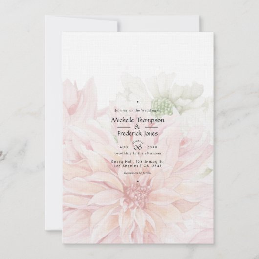 Blush Dahlias Floral Faire-part de mariage (Devant)