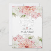Blush Dahlias Floral Wedding Kaart (Voorkant)