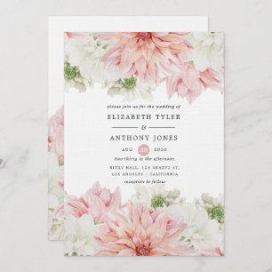 Blush Dahlias Floral Wedding Kaart