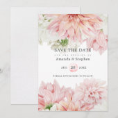 Blush Dahlias Floral Wedding Save The Date (Voorkant / Achterkant)