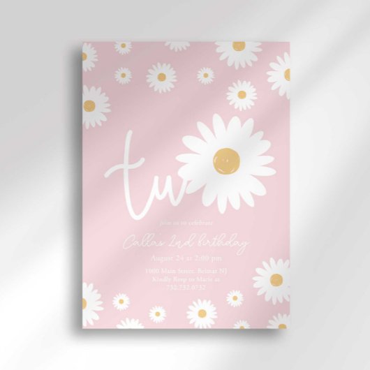 Blush Daisy 2e Invitation d'anniversaire