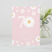Blush Daisy 70th Birthday Invitation (Debout devant)
