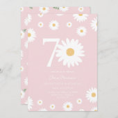 Blush Daisy 70th Birthday Invitation (Devant / Derrière)