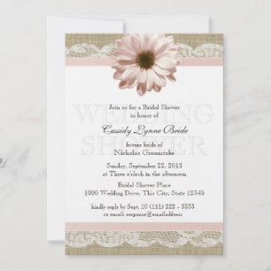 Blush Daisy Country Lace Trouwdouche Kaart