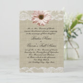 Blush Daisy en Lace Country Burlap Wedding Kaart (Staand voorkant)