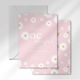 Blush Daisy Little Miss Onederful Invitation