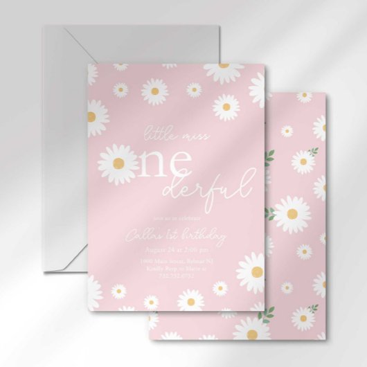 Blush Daisy Little Miss Onederful Invitation