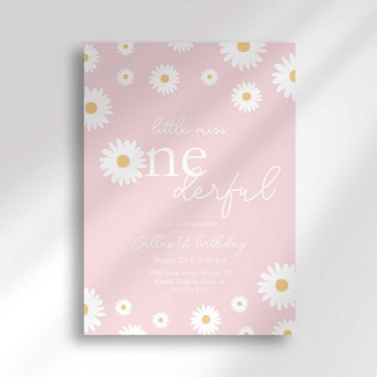 Blush Daisy Little Miss Onederful Uitnodiging