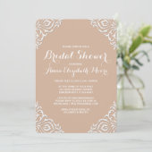 Blush Damask Élégante douche nuptiale Invitation (Debout devant)