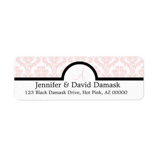 Blush Damask Monogram Wedding Invitation Labels (Voorkant)